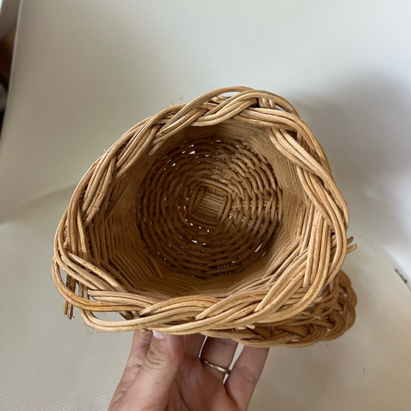 Vintage WICKER RATTAN Doll CHAIR DOLLHOUSE plant BOHO Display Stuffed Animal - Picture 4 of 5